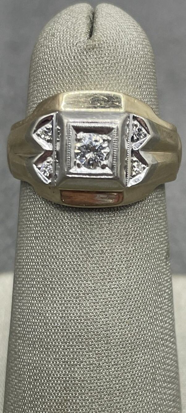 10K Gold Two-tone Vintage Style Diamond Pinky Ring (27188)